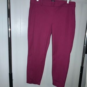 J. Crew Winnie fuchsia cropped pants Sz 14 cotton blend side zip New